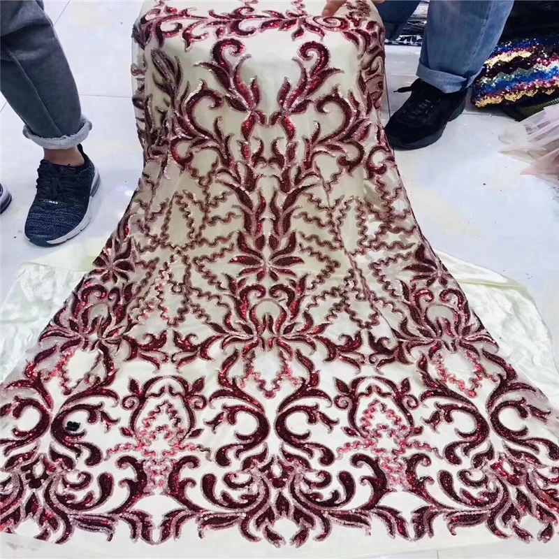 Tollola High Quality African Lace Fabric Net 2019 French Tulle With Sequins Nigerian For Wedding | Дом и сад