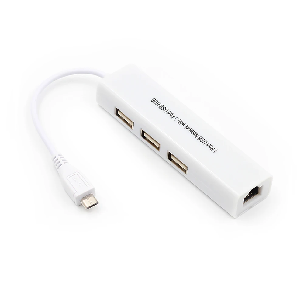 Микро USB 2 0 хаб к RJ45 сетевая карта LAN адаптер Ethernet 100 Мбит/с 3 портами для Android