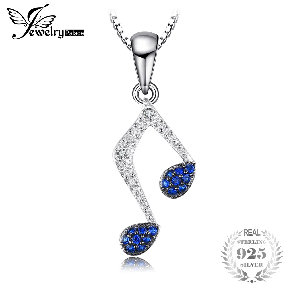 JewelryPalace создан синий шпинели Примечание Шарм кулон и цепочки ожерелья Модные 925
