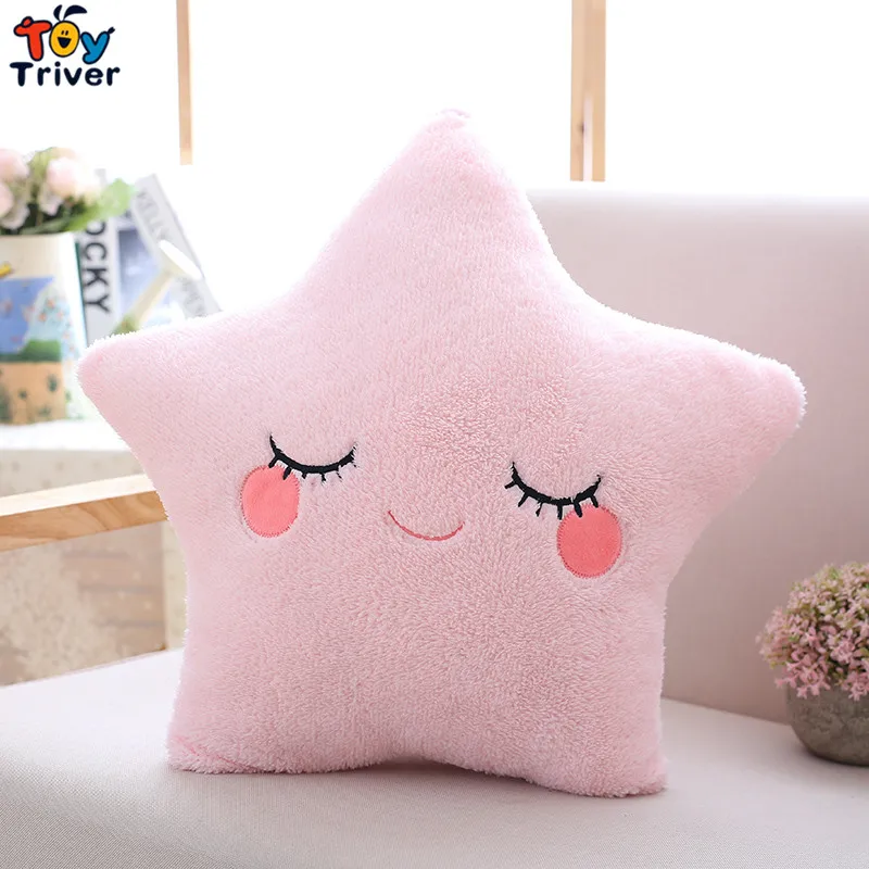 pink star Милая плюшевая игрушка в виде Луны, звезд, облаков, капель дождя, мягкая кукла, подушка, подушка для маленьких детей, магазин для девочек, домашнее украшение гостиной и спальни, Triver - Цвет: pink star