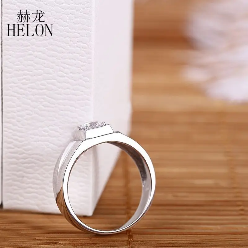 Кольцо HELON Moissanites из стерлингового серебра 925 пробы 5 мм круглый 0.5ct Выращенный в лаборатории Муассанит ювелирные изделия с бриллиантами обручальное Обручальное Кольцо мужское кольцо
