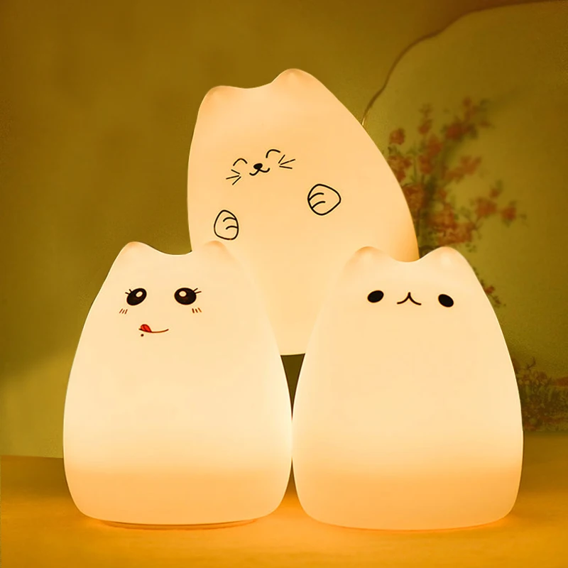 Светодиодный USB детский ночник с животными премиум-класса 7 цветов силиконовый