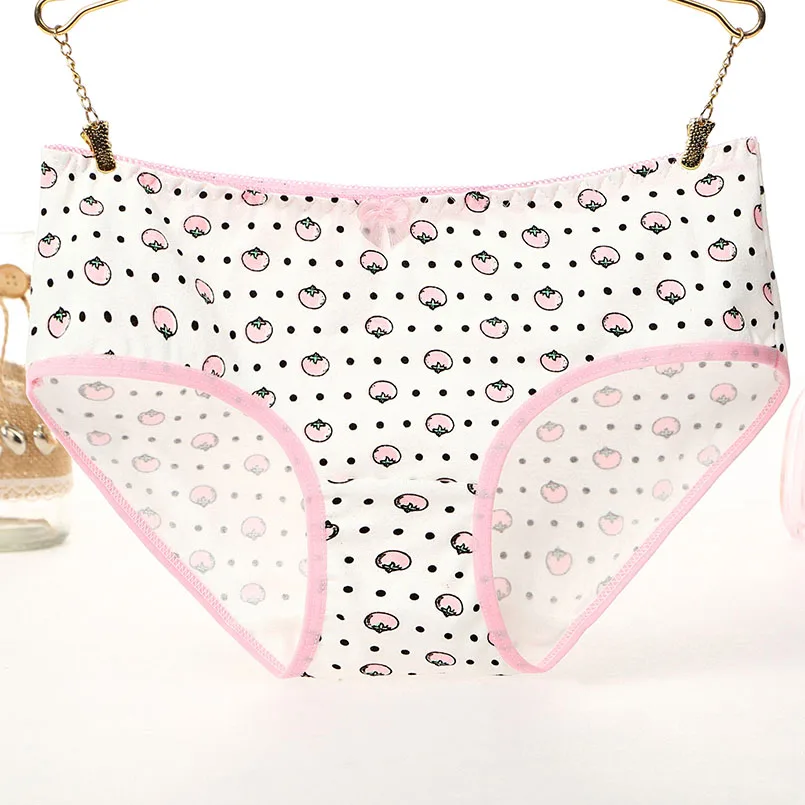 5 шт. с милым фруктовым Трусики для девочек модным принтом из хлопка бантиком