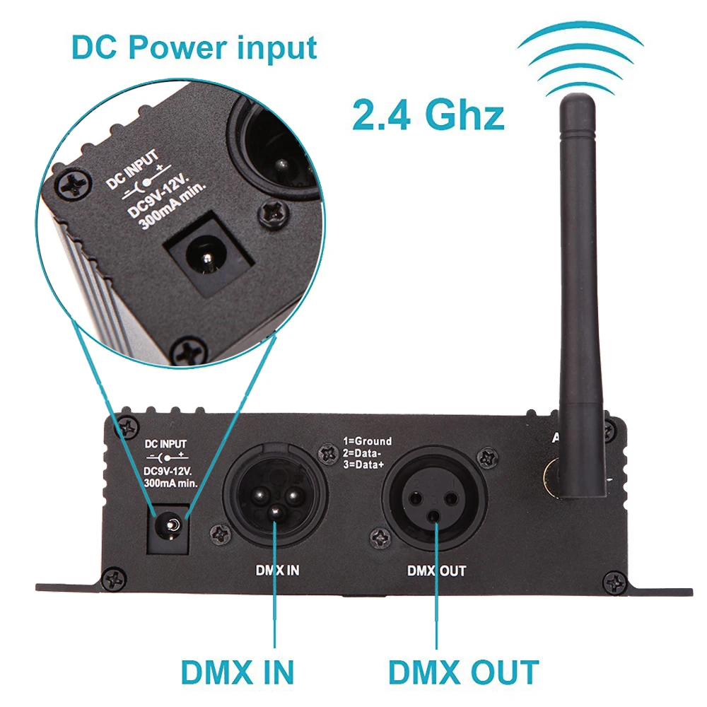 

2.4G Wireless DMX 512 Controller Transmitter Receiver LCD Display Power Adjustable Repeater Lighting Controller for DJ Disco