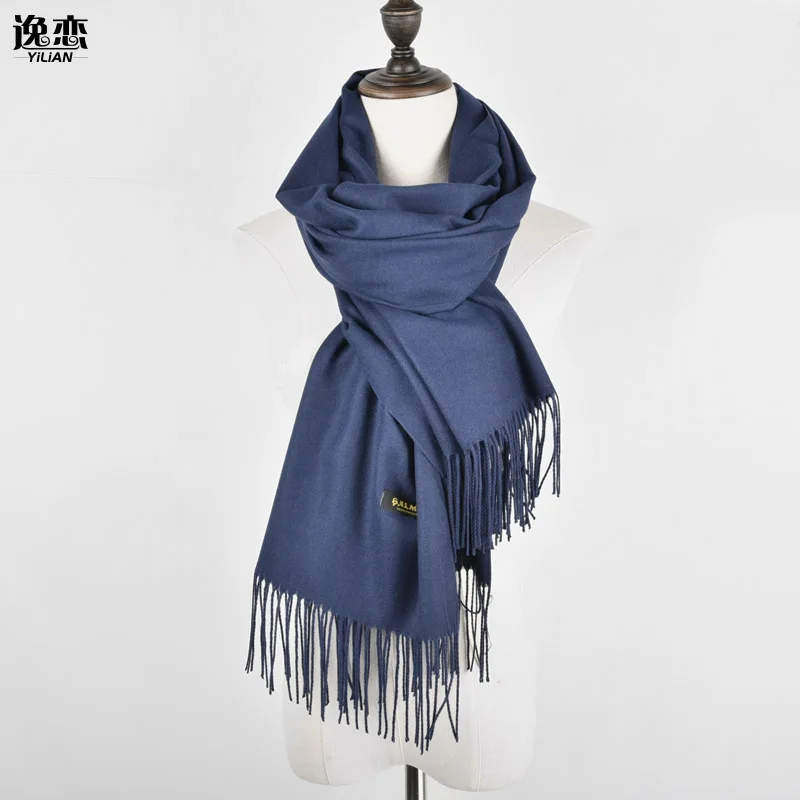 BLUE YILIAN новые модные дамские шарфы кашемировые однотонные удобные и элегантные удлиненные шейный платок 4 вида цветов XP004 - Цвет: BLUE