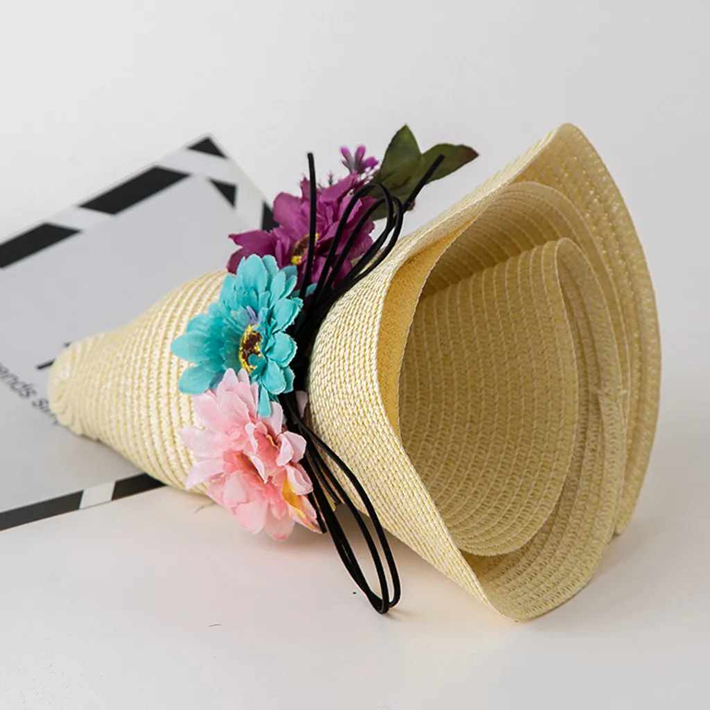 Летняя шляпа Детская Повседневная Соломенная Складная дышащая соломенная для