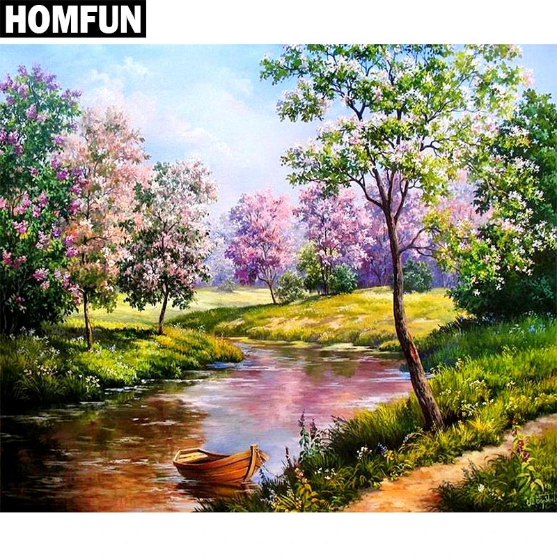 Алмазная живопись HOMFUN картина весенний пейзаж с полными квадратными/круглыми