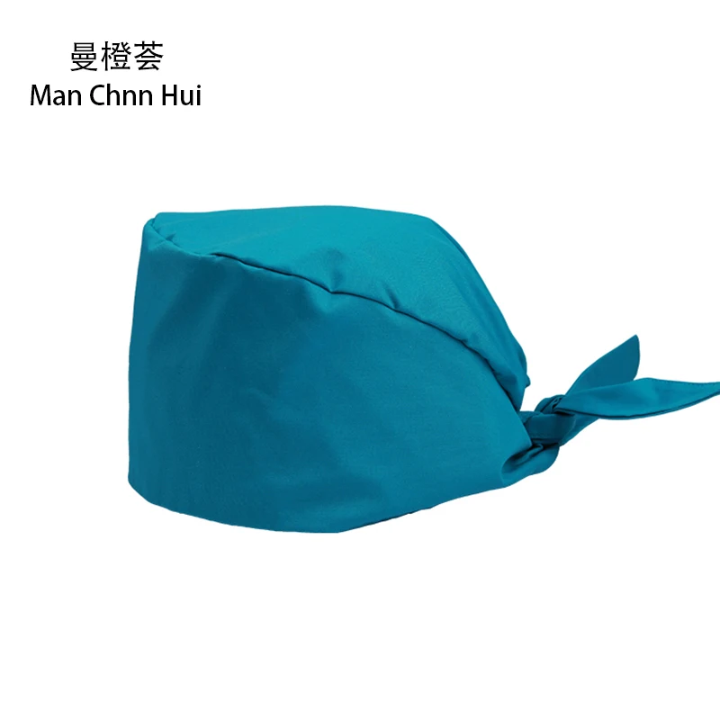 blue Хлопок печать унисекс хирургическая шапка Доктор Медсестры шляпа акушерки красота шляпа с пот полотенце - Цвет: blue