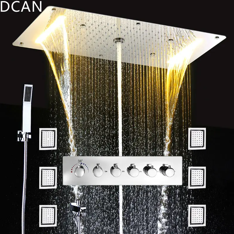 Набор для душа с дождевой насадкой 5 спрятанных ванн душа|thermostatic shower faucet|shower