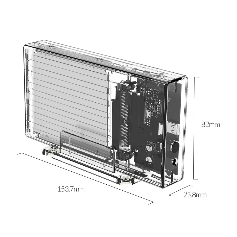 ORICO 2 Bay 2,5 ''HDD чехол SATA для USB C прозрачный жесткий диск поддержка UASP для 7-9,5 мм HDD SSD с адаптером 5 В