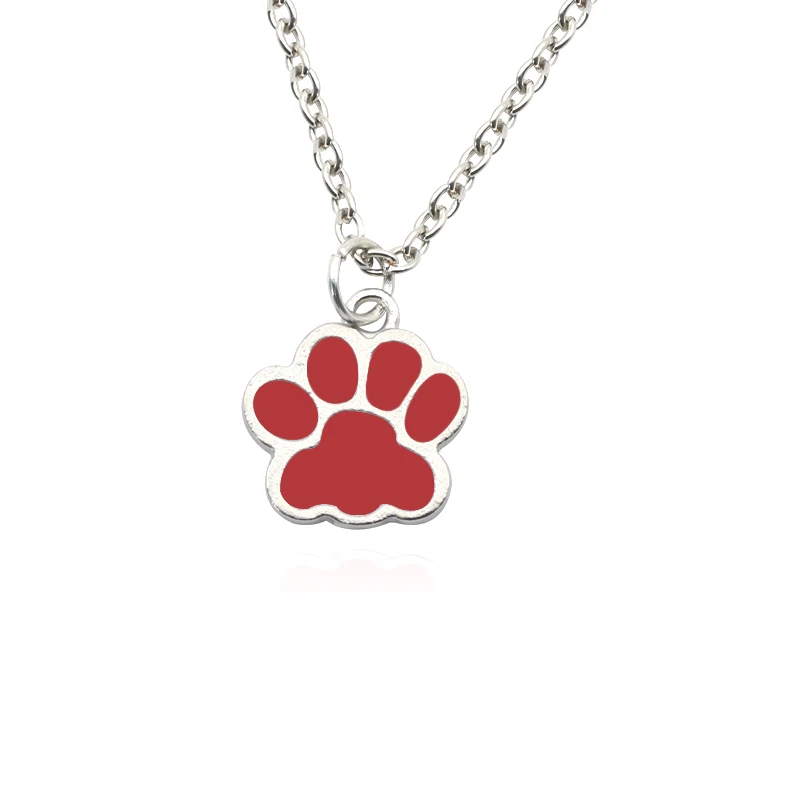 Red paw necklace Массажная расческа котенка ожерелье с подвеской в виде собачьей лапки Для женщин цвета: золотистый, серебристый эмаль коготь животного ног печати Цепочки и ожерелья s и кулоны ювелирные изделия подарок для владельцы собак - Окраска металла: Red paw necklace