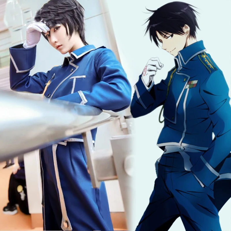 Армейская форма Roy Mustang металлический алхимик полный комплект костюм для