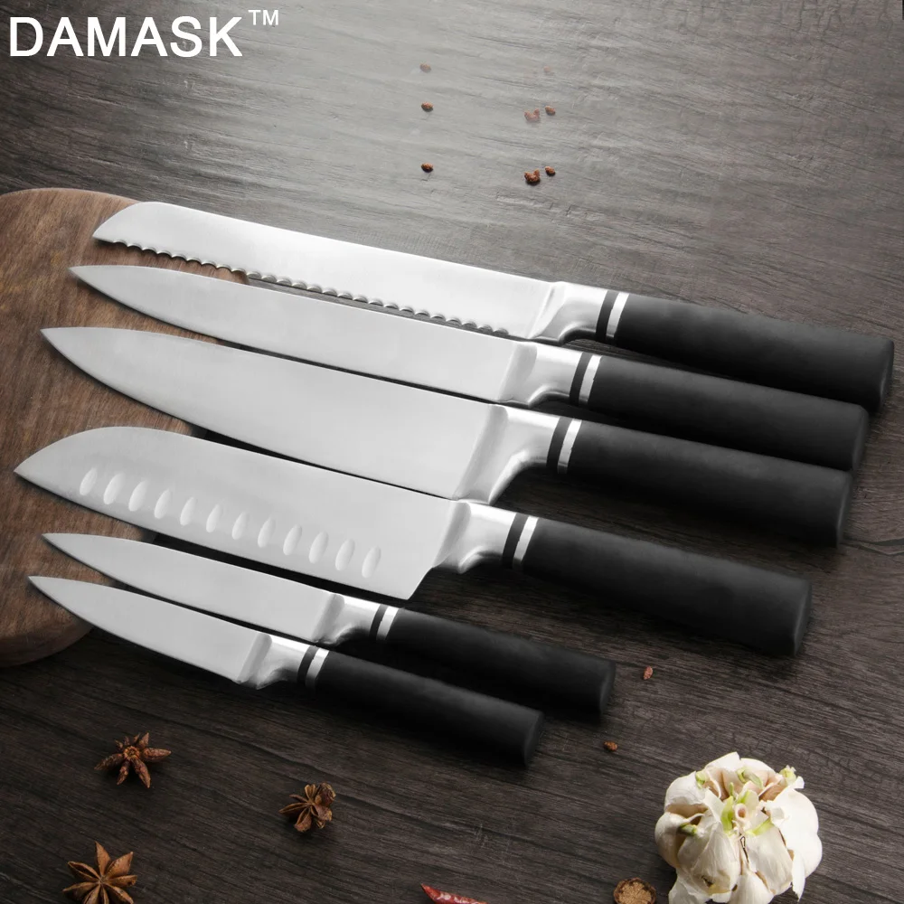 DAMASK популярный набор кухонных ножей из нержавеющей стали 6 шт. нож для нарезки