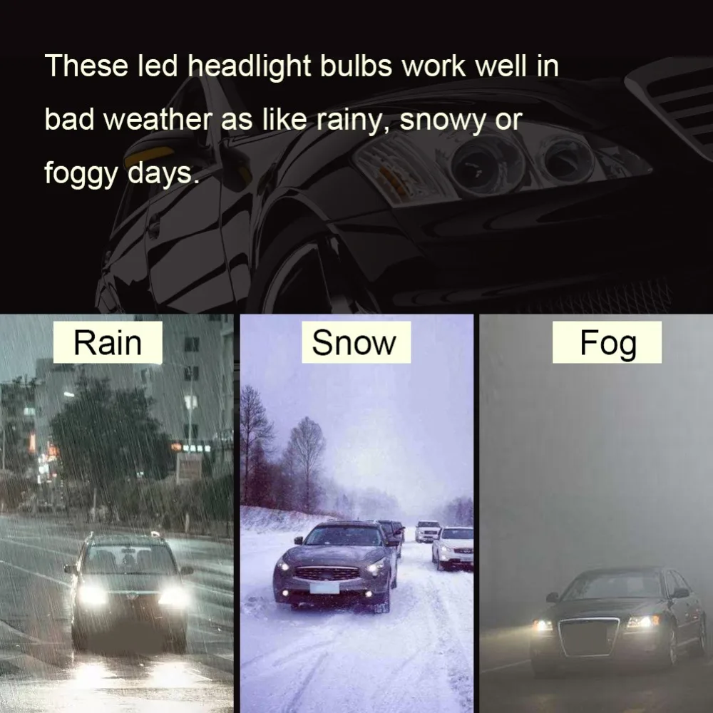 

Safego 2pcs H4 H7 H8 H9 H11 9005 9006 LED Headlight Bulbs Car Headlight White Led Motorcycle Lamp 55W 24V 6000LM 6500K Bright