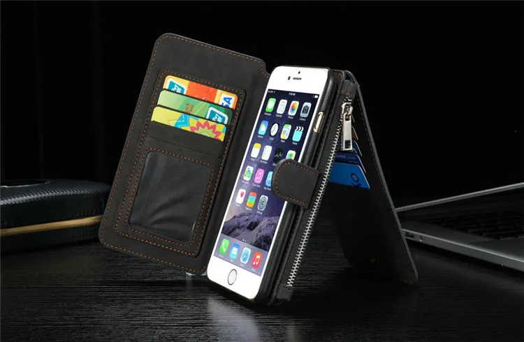 Black Для iPhone 6 6s 7 8 Plus iPhone 11 Pro Max Чехол кошелек карта кожаный чехол для телефона для iPhone XS чехол для Max XR для samsung S10 S9 - Цвет: Black