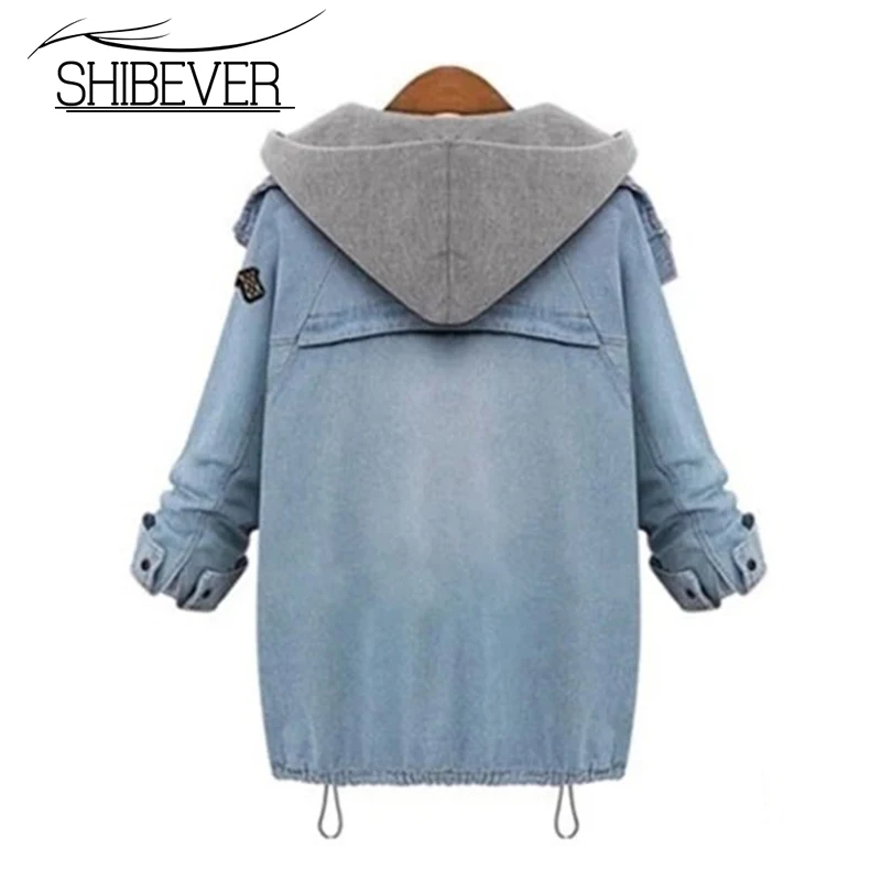 SHIBEVER Модные осенние зимние женские джинсовые куртки 2017 повседневные однотонные