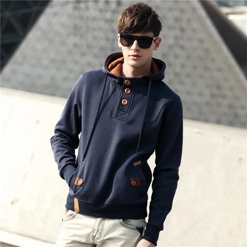 Pullover blue Мужские толстовки Повседневная хлопковая толстовка осенний Кардиган Зимний брендовый модный однотонный пуловер хип хоп Толстовка Homme плюс размер 613 - Цвет: Pullover blue