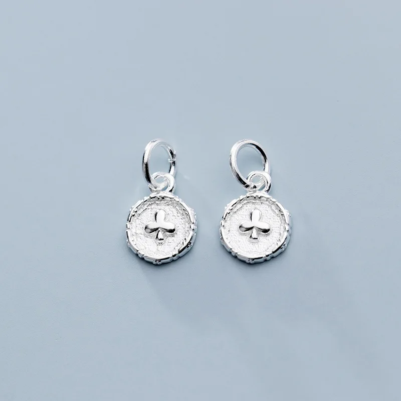 silver 1pcs Модный 925 пробы Серебряный Медальон Цветок амулеты 7,5 мм маленькие высокого качества S925 Серебряные кулоны для девочек DIY ювелирные аксессуары - Окраска металла: silver 1pcs