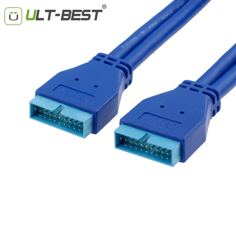 ULT-BEST 50 см USB 3.0 20pin материнская плата 20 pin штырь-штырь м/м разъем адаптера кабеля