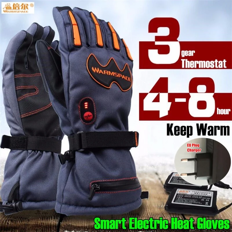 5600MAH Smart Electric Heating Gloves,Super Warm Outdoor Sport Ride Skiing Gloves Lithium Battery 5 Finger&Hand Back Self Heated