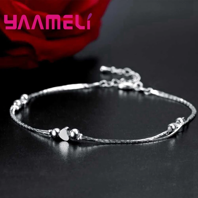 Браслет на ногу из серебра 925 пробы в форме сердца для женщин и девушек | Украшения