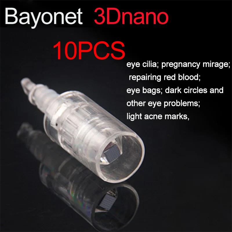 10pcs 3D square nano Electric Microneedle Rolling Pen Microneedling Bayonet Micro Needle Roller Cartridges Tattoo Removal Speckle Eyebag Nano Tips - Цвет: 10pcs 3D square nano