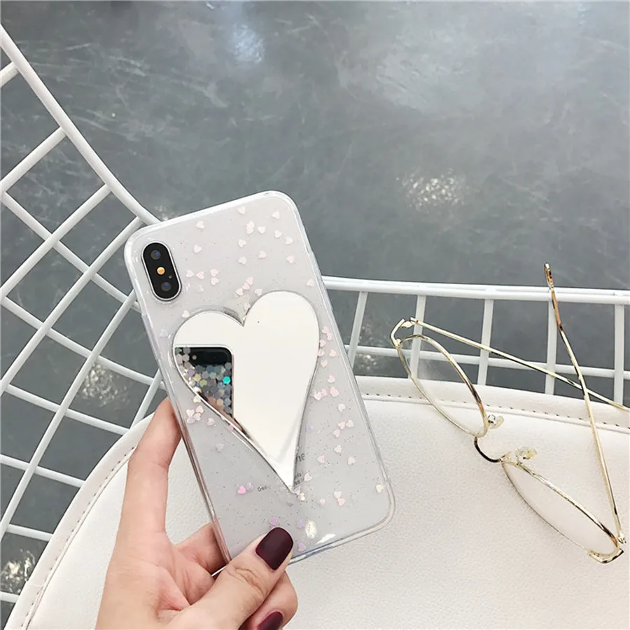 LANCASE блестящие чехлы для телефонов iPhone X Case зеркальный силиконовый прозрачный