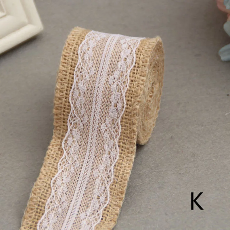 2 м/рулонная лента из натуральной джутовой мешковины с хлопковым кружевом DIY