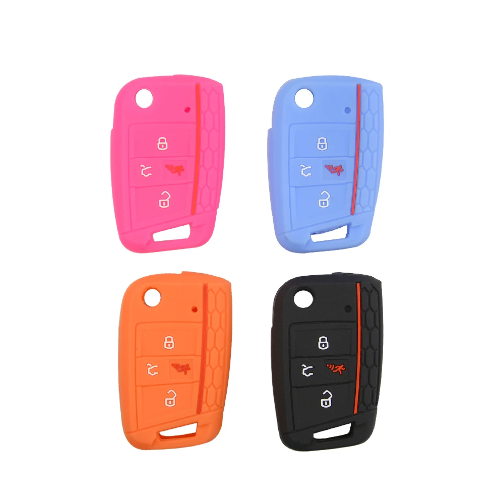 OKeyTech силиконовый резиновый 4 кнопки автомобильный брелок для ключей чехол V W Skoda