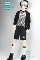 bjd doll clothes fits 68 80cm bjd uncle fashion striped t shirt cardigan sports shorts