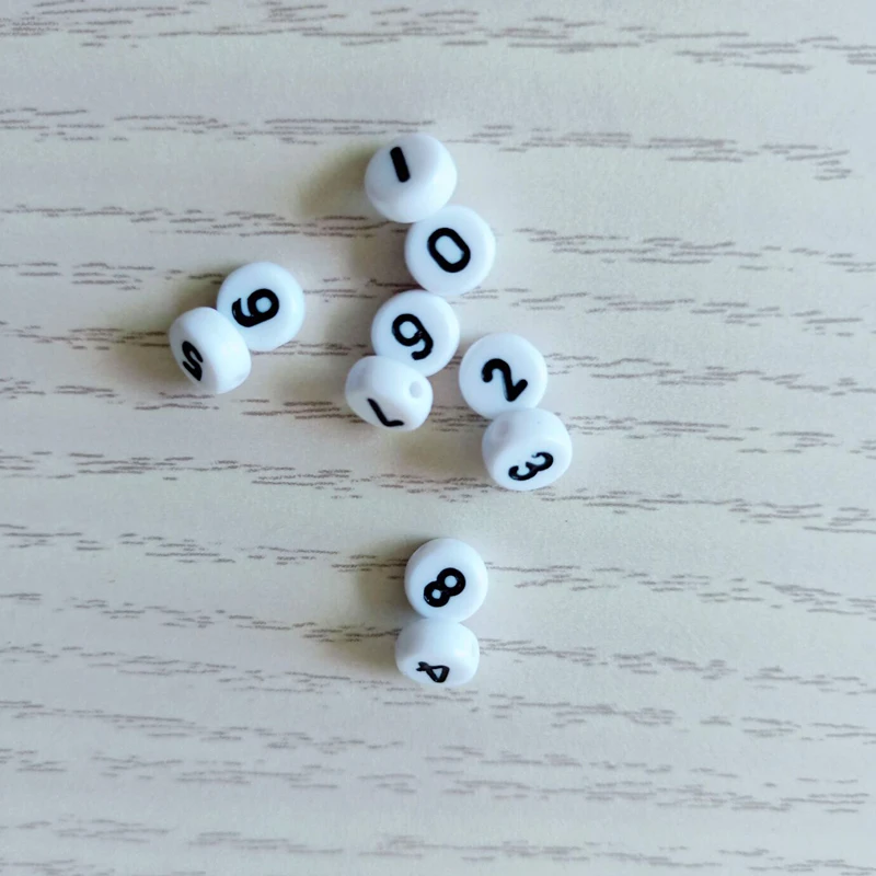 

Small Jewelry Beads 1000pcs/lot 4x7mm White with Black Number Beads for Jewelry Bracelet Necklace Making Round Loose Charm Beads
