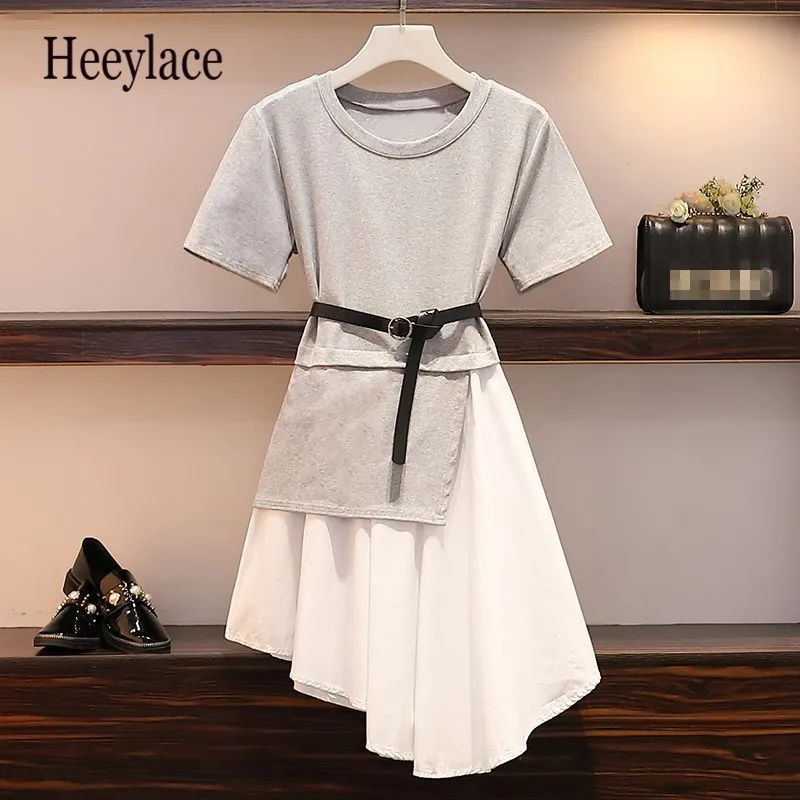 Женское винтажное платье с контрастной строчкой асимметричное коротким рукавом