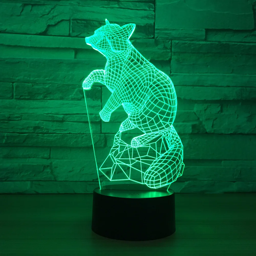 Fox Mouse 3d Light Night Creative Touch Control Colorful Led Lamp Usb Battery Fixtures Kids Room Home Decor | Ночники