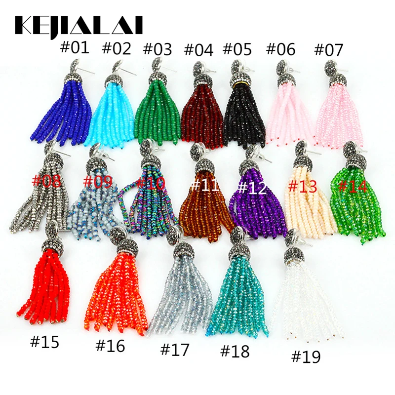 Kejialai модные серьги с кисточками в богемном стиле многоцветные стеклянные