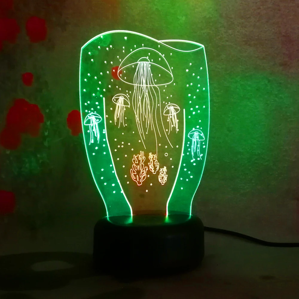 Luminaria Красочные Медузы 3D видения ночник настольная лампа 7 цветов Изменение xmas