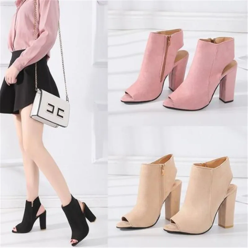 Женские замшевые туфли на высоком каблуке модные повседневные большие размеры в