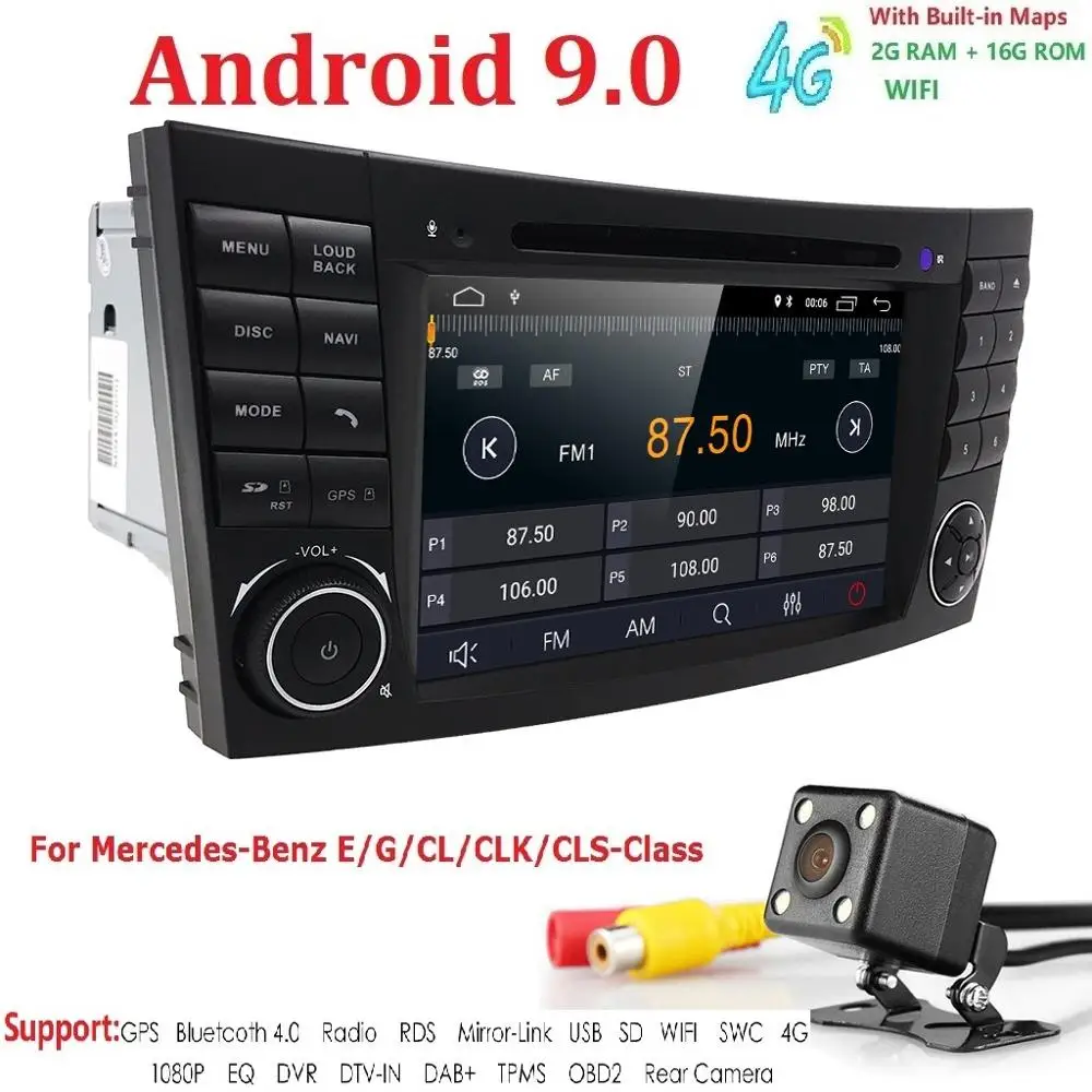 Android 9,0 " автомобильный мультимедийный плеер для Mercedes-Benz W211 G ClS Bluetooth wifi 4G Управление рулем