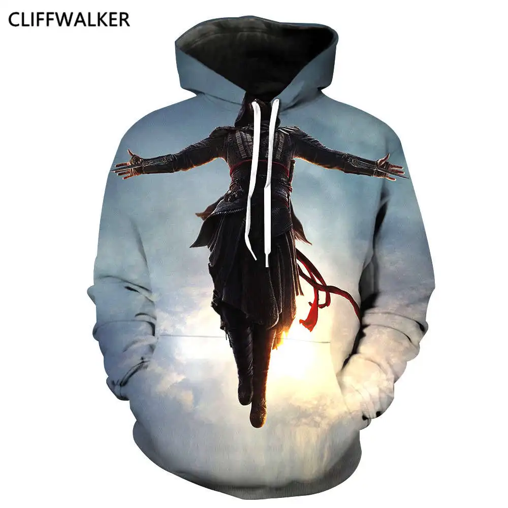 Дропшиппинг Ssassins Creed 3D толстовки меч Книги по искусству-пуловер с капюшоном