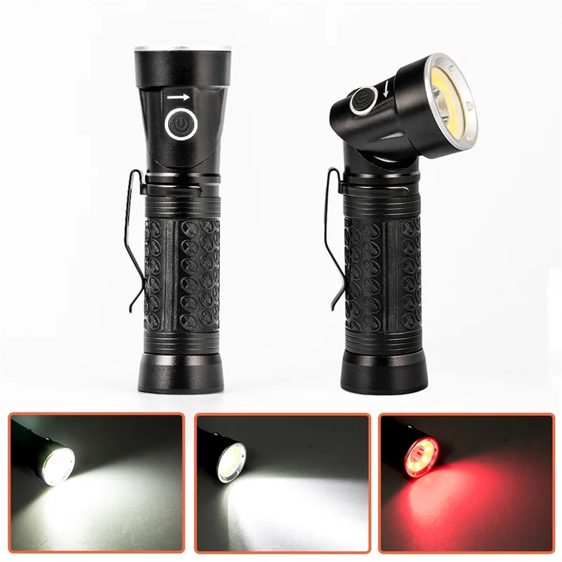 

Hunting Camping Search Lantern Lamp Powerful LED Flashlight 18650 T6+COB 6000LM 90 Degree Fold Multifunction Torch Light