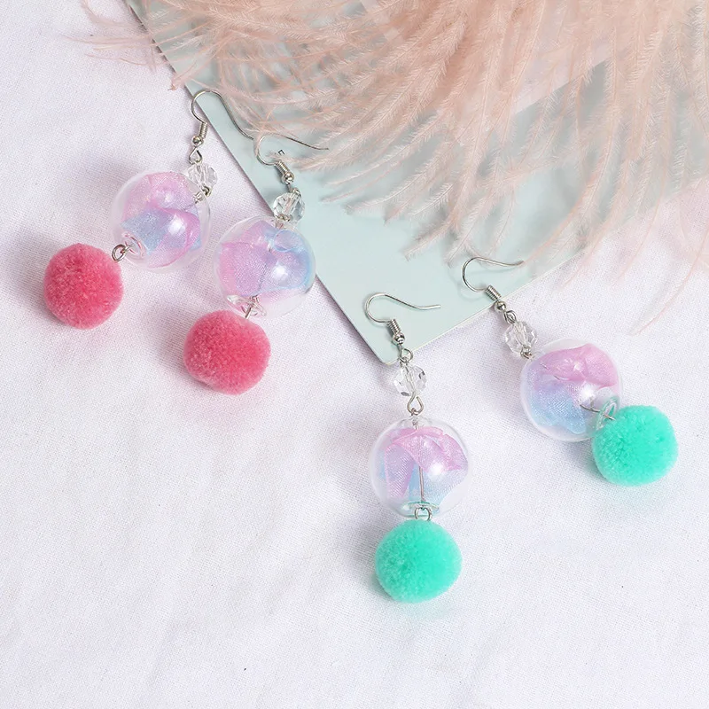 Модные серьги для молодой женщины dreamy красочные стримеры стеклянный меховой