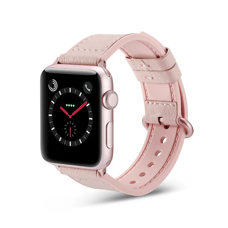 Модный силиконовый кожаный ремешок для iWatch Series 5 4 3 2 1 часов 38 42 мм Apple Watch Edition 40 44