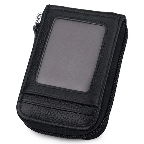 Black COMFORSKIN Brand Genuine Leather Card Wallet Hot RFID Protection Large Capacity Card Holders New Arrivals Organ Style Card Case - Цвет: Black
