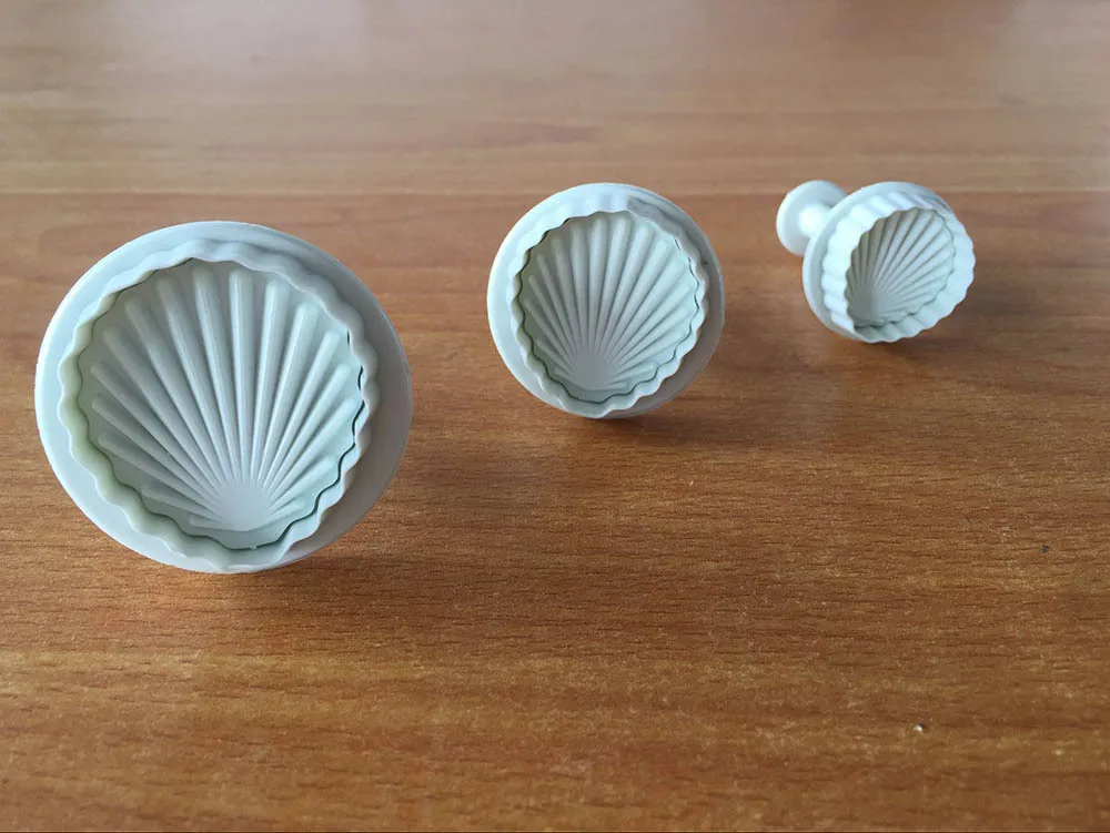 3Pcs/Set Special Shell Shape Fondant Cake Decorating SugarCraft Plunger Cutter Mold | Дом и сад