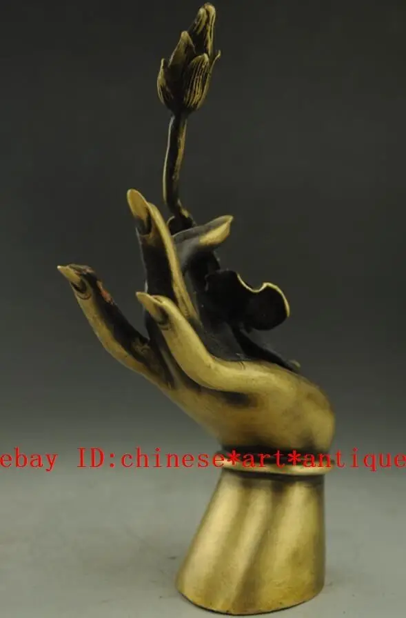 Китайский Старый латунный храм Кван-Инь Гуаньинь Quan yin Будда ручной статуя лотоса