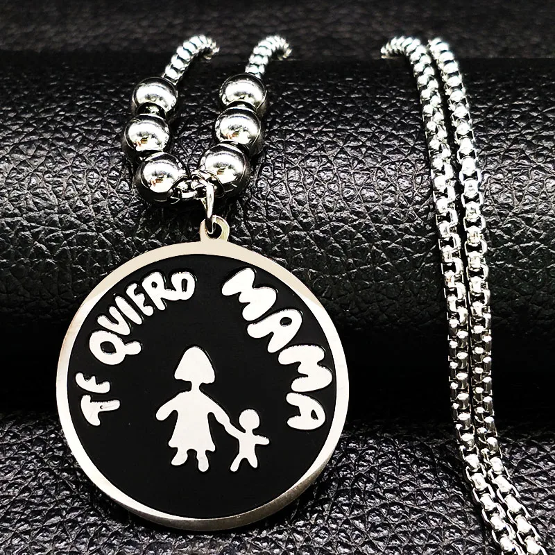 2021 Мода I Love MAMA нержавеющая сталь массивное ожерелье для женщин бусина
