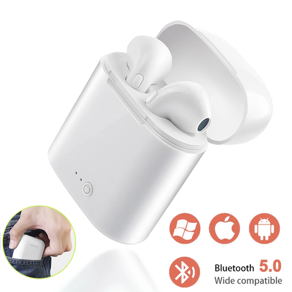I7s TWS 5,0 беспроводные Bluetooth наушники, стерео наушники-вкладыши, гарнитура с зарядным устройством для всех Bluetooth планшетов, смартфонов, наушников
