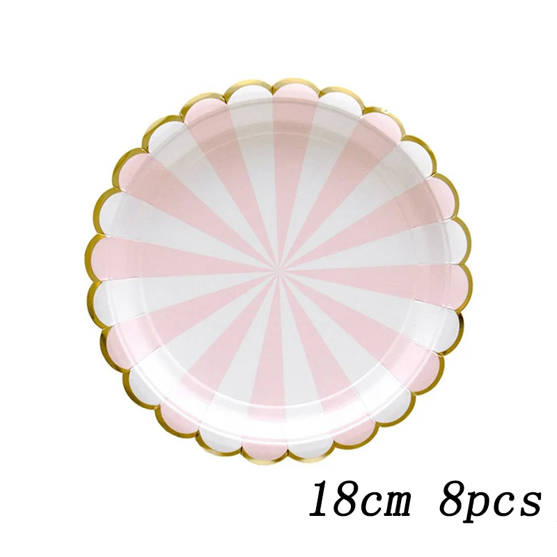 Розовая белая Золотая тарелка бумажная салфетка соломенная одноразовая посуда