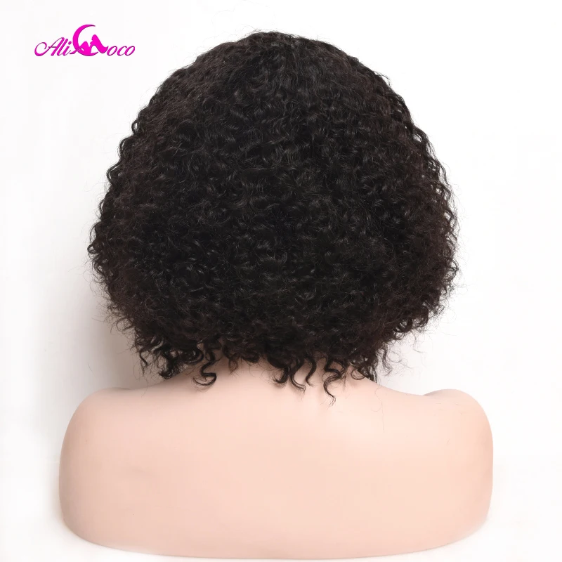 Ali Coco бразильские вьющиеся кружевные передние человеческие волосы боб парики 8 14