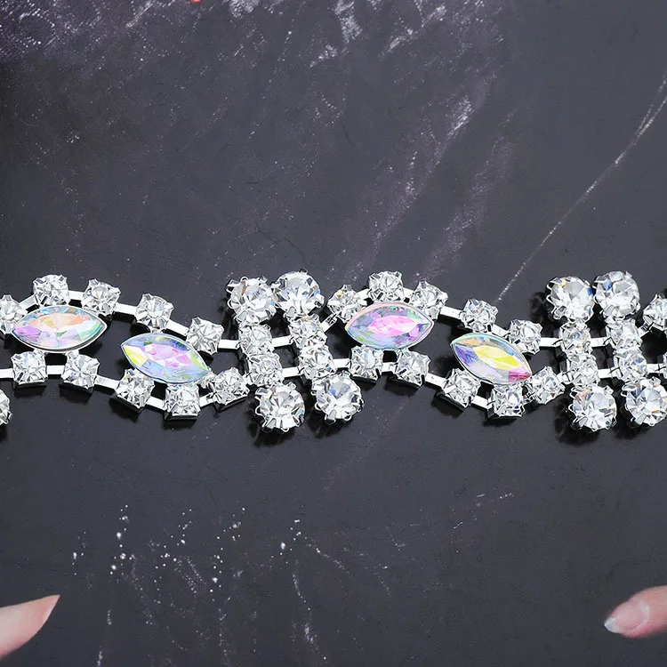 Free Shipping 5 yards Crystal Rhinestone Trim Applique Wedding Chain KACU002 | Дом и сад