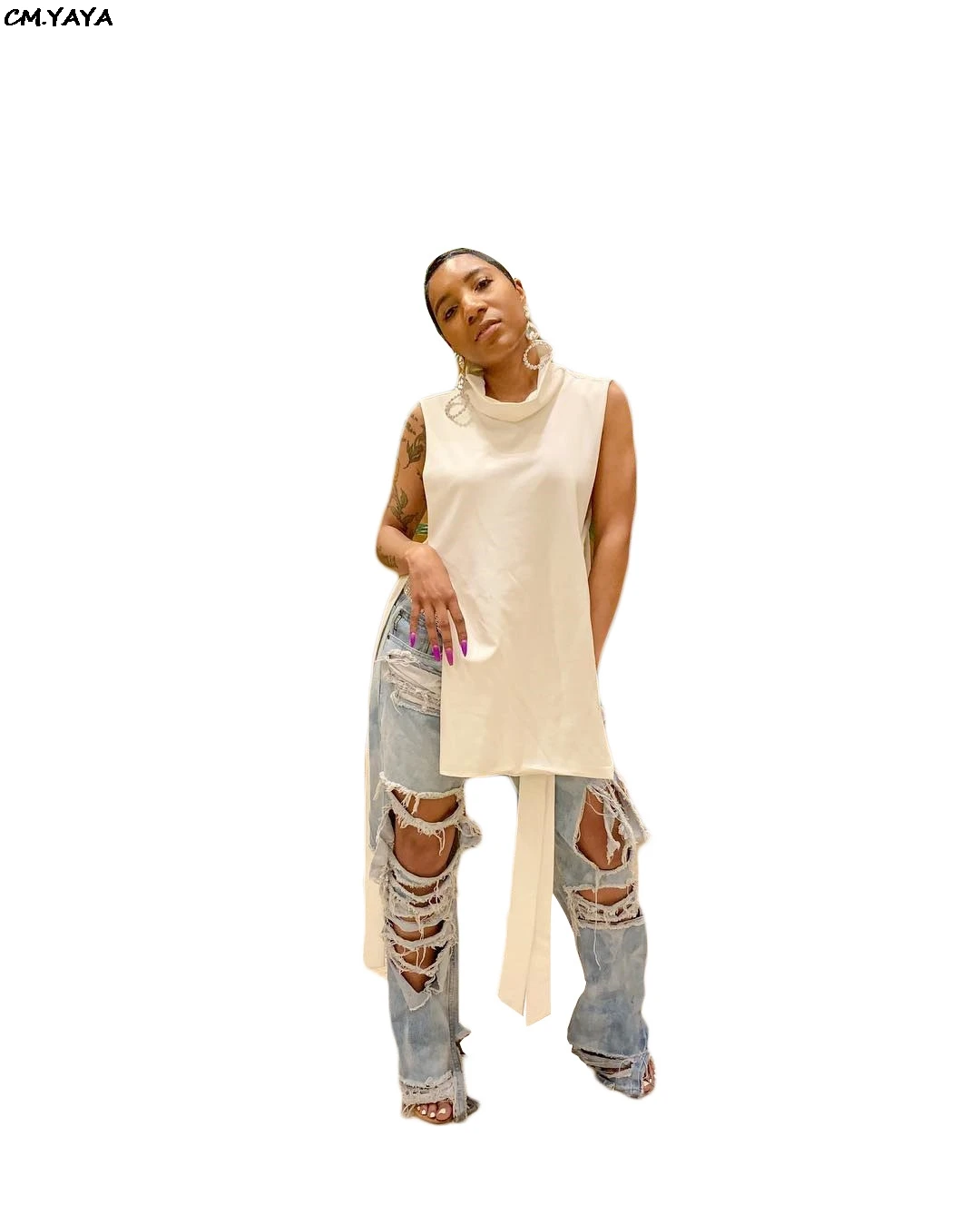 Новинка 2019 женские летние блузки макси с воротником стойкой и завязкой Модный